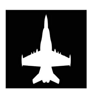 Decalque de vinil Fighter Jet Top | Branco | Feito nos EUA pela Foxtail Decals | para janelas de carros, tablets, laptops, garrafas de água, etc. | 8 x 11,4 cm (Discos de Vinil)