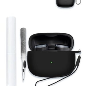 Capa para fones de ouvido intra-auriculares Bowers & Wilkins Pi8 sem fio, Bluetooth, capa protetora de silicone macio, portátil, resistente a arranhões, com kit de limpeza, mosquetão e cordão, preta (Equipamentos)