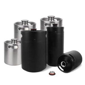 Fabricação caseira de cerveja New Mini Beer Keg,Singel Wall Beer Growler Refillable Portable Craft Beverage Kombucha Nitro Coffee Seltzer 2L/3.6L/4L/5L SS304 Acessórios para vinho(2L) (Cervejas)