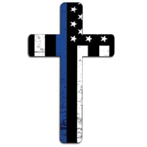 Adesivo de vinil grande e fino com bandeira azul para carro caminhão janela para-choque adesivo suporte de policiais e policiais (20 cm) (Discos de Vinil)