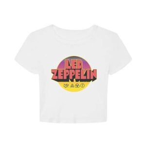 Led Zeppelin Camiseta unissex adulto oficial Merch Sunset Circle Baby, Branco, G (CDs)