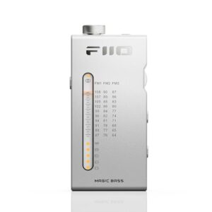 FiiO Receptor de rádio estéreo FM HiFi portátil RR11 com ajuste PVR analógico, efeitos sonoros BASS+3D, 64MHz-108MHz (prata) (Equipamentos)