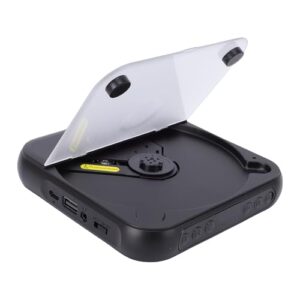 Fabater Leitor de CD Portátil, Leitor de CD de Mesa Bluetooth 5.3 Com Alto-falantes Estéreo Duplos, Display LCD, CDs de Suporte/USB/AUX/Repetição, 2000mAh Recarregável (Preto) (Equipamentos)