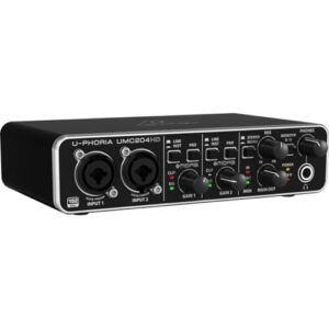 Behringer UMC204HD Audiophile 2 x 4, 24 bits/192 kHz Interface de áudio/MIDI USB com pré-amplificadores de microfone Midas | Para gravação de microfones e instrumentos (Equipamentos)