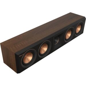 Klipsch Alto-falante central RP-404C II de referência com design selado de profundidade rasa e Woofer Cerametálico de 10 cm para diálogo cristalino de home theater em nogueira (Equipamentos)