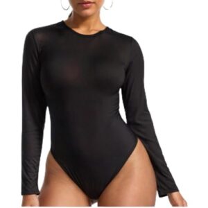 Body Vinha Fashion Gola Careca Manga Longa Blusa Decote Redondo Em SuplexCom Proteção Uv (Branco, M-40-42) (Vinhos)