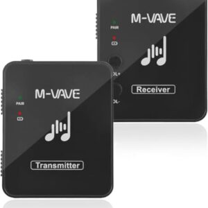 M-VAVE Sistema de Transmissão Sem Fio para Monitor de Ouvido Profissional, 2.4GHz, 30m Alcance, Latência <12ms, Áudio 24bit/48KHz, Mono/Stereo, 7h Bateria, Ideal para Músicos, Podcast, Igreja (Discos de Vinil)
