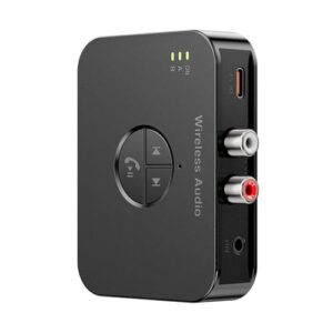 Receptor portátil Bluetooth 5.4 adaptador de áudio sem fio para alto-falantes estéreo domésticos, suporta AUX/RCA/USB (Equipamentos)