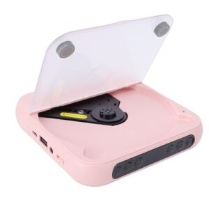 Fabater Leitor de CD Portátil, Leitor de CD de Mesa Bluetooth 5.3 Com Alto-falantes Estéreo Duplos, Display LCD, CDs de Suporte/USB/AUX/Repetição, 2000mAh Recarregável (Rosa) (Equipamentos)