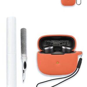 Capa para fones de ouvido intra-auriculares Bowers & Wilkins Pi6 sem fio, capa protetora portátil de silicone macio resistente a arranhões com kit de limpeza, mosquetão e cordão, laranja (Equipamentos)