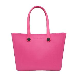 JEN & CO. Carrie Acetato de Vinil Etileno Impermeável Versa-Tote, Rosa Choque, Rosa choque, 17.5x11 (Discos de Vinil)
