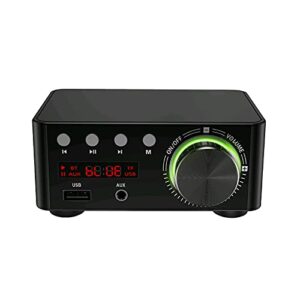 Tomshin HIFI BT5.0 Amplificador Digital Mini Amplificador de Áudio Estéreo 100W Canal Duplo Potência de Som Receptor de Áudio Estéreo AMP USB AUX para Home Theater USB TF Card Players Preto (Equipamentos)