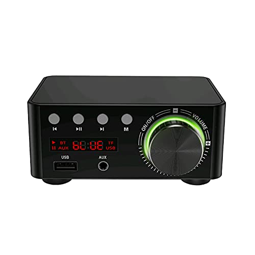 Tomshin HIFI BT5.0 Amplificador Digital Mini Amplificador de Áudio Estéreo 100W Canal Duplo Potência de Som Receptor de Áudio Estéreo AMP USB AUX para Home Theater USB TF Card Players Preto (Equipamentos)