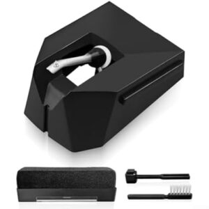 Agulha de substituição ATVMN95E para Audio Technica para toca-discos ATLP120X com escovas de limpeza, compatível com cartucho da série VM95 para reprodução de vinil (preto) (Equipamentos)