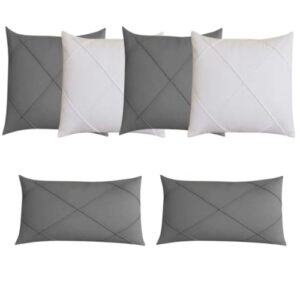 Almofadas de Suede para Sofá e Cama, Kit com 6 Peças com Enchimento, Zíper Invisível, Conforto e Durabilidade para Decoração Residencial (CINZA E BRANCO) (CDs)
