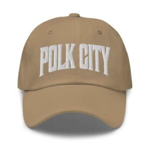 Merch Town Boné de beisebol Polk City Chapéu de pai de Polk City Florida FL bordado lembrança, Caqui, Tamanho Único (Equipamentos)