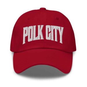 Merch Town Boné de beisebol Polk City Chapéu de pai de Polk City Florida FL bordado lembrança, Oxicoco, Tamanho Único (Equipamentos)