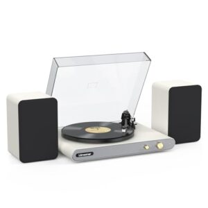 Leitor de discos de vinil com alto-falantes de estante de 36 W e Bluetooth duplo, toca-discos com sistema de alta fidelidade com gravação USB, pré-amplificador Phono integrado, contrapeso, inclinação (Equipamentos)