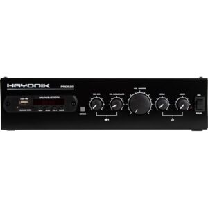 HAYONIK, Amplificador Para Som Ambiente C/Gongo Eletrônico,100W RMS, Saída 70 Volts, Bluetooth, USB, Rádio FM, Entrada para Microfone, Equalizador - PRO620 (Equipamentos)