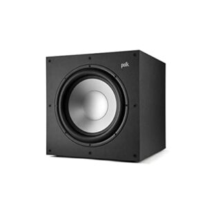 Polk Monitor XT12 alimentado por subwoofer balanceado dinâmico de 12 polegadas e amplificador classe A/B de 100 W, gabinete MDF de baixa ressonância e grade removível, compatível com Dolby Atmos e (Equipamentos)