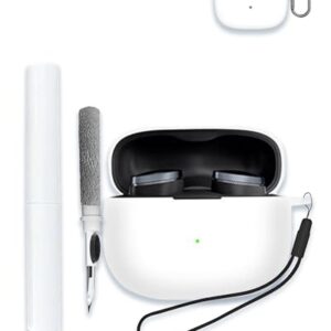 Capa para fones de ouvido intra-auriculares Bowers & Wilkins Pi8 sem fio, Bluetooth, capa protetora de silicone macio, portátil, resistente a arranhões, com kit de limpeza, mosquetão e cordão, branca (Equipamentos)