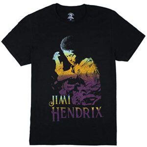 Camiseta masculina Jimi Hendrix Color Gradient tocando guitarra, Preto, M (CDs)