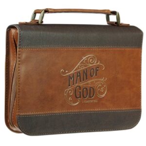 Bible Cover Classic Brown Two-Tone Man of God 1 Tim. 6:11 - Christian Art Gifts (CDs)