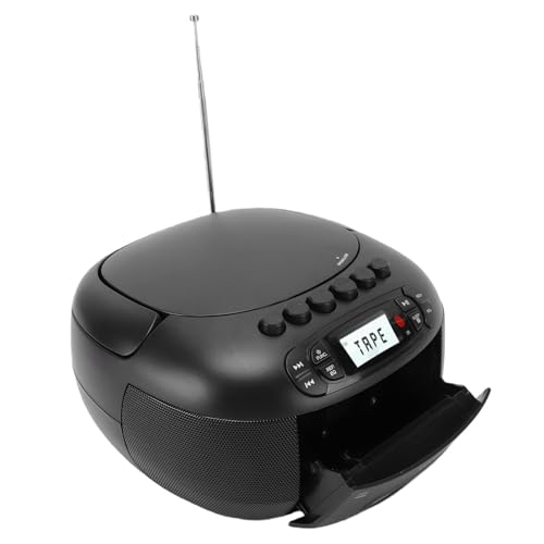 CCYLEZ Leitor de CD Portátil Com Bluetooth, Rádio AM FM CD Cassete Player Combinado para Casa, Alto-falantes Estéreo de 3W Controle Remoto USB AUX AC/DC Operado (Plugue UE) (Equipamentos)