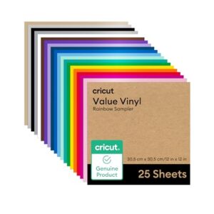 Cricut Value Vinil Adesivo Permamente, Kit Rainbow de cores, 30x30 (cm) - 25 folhas (Discos de Vinil)