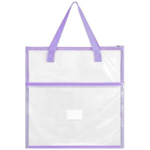 Cosblank Bolsa de projeto de costura jumbo de 41 x 41 cm para costura, acolchoada, organizador de artesanato, armazenamento, bolsa portátil com zíper de malha de vinil com alça para costura de arte (Discos de Vinil)