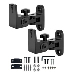 BS-218pro Suporte de parede universal para alto-falantes pequenos, vertical 120°, ajuste horizontal de 180°, suporta até 13,6 kg, compatível com Bose, JBL, KEF, Klipsch, Sony e outros (2 pacotes preto (Equipamentos)