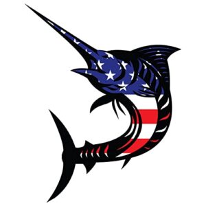 Adesivo de peixe-espada com bandeira dos EUA extra grande, à prova d'água, 12,7 x 12,7 cm, 1 peça GG. Adesivos de vinil patrióticos de pescador americano premium para barco, caminhão, carro, caixa de (Cervejas)