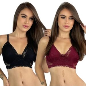 KIT 2 Sutian de Renda Alcinha Lingerie Virginia (BRANCO VINHO, G) (Vinhos)