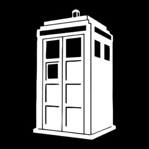 EvolveFISH Decalque de vinil à prova de intempéries DW Police Box Silhouette - [branco][12,7 cm] (Discos de Vinil)
