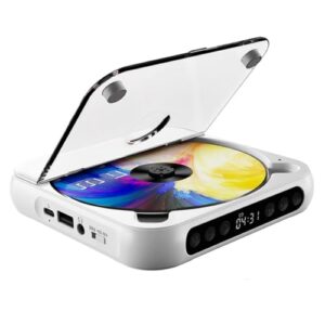 Leitor de CD Portátil Bluetooth Recarregável USB Com Fones de Ouvido, Leitor de CD Compacto Anti-salto à Prova de Choque para CD-R CD-RW MP3 WMA (Branco) (Equipamentos)
