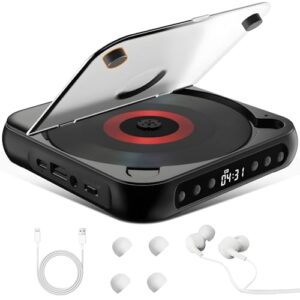 Mini Leitor CD Player Bluetooth com LCD Aparelho CD player Portati Multifuncional Alto-Falantes Integrados Portátil, Preto (Equipamentos)