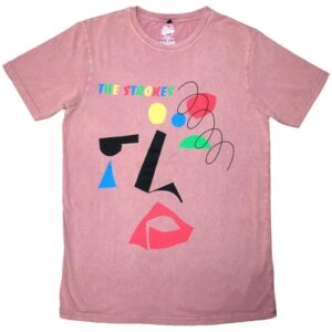Rock Off officially licensed products Camiseta masculina Strokes Abstract Face Stone Wash GG Vermelho Caxemira (CDs)