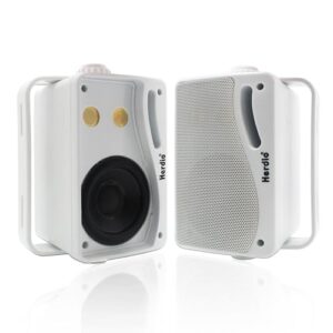Herdio Alto-falantes passivos externos de 8,5 cm com fio, à prova d'água, 200 W, 3 vias, montáveis, premium, com som superior, durabilidade para todos os climas, para pátio, barco, garagem interna (Equipamentos)