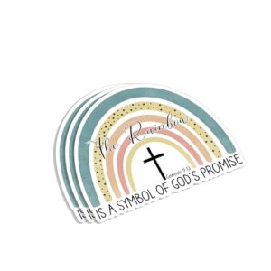 (3 peças) O arco-íris é um símbolo da promessa de Deus adesivo cristão inspirador Jesus versículo da Bíblia Gênesis 9:13 Decalques de vinil motivacionais para laptop, garrafas de água, livros (Discos de Vinil)
