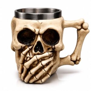 Caneca Caveira 3D Decorativa Resina com Interior Inox 400ml Tema "Não Fale" para Chopp e Cerveja (Cervejas)