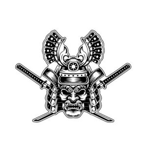 WickedGoodz Adesivo de vinil Hannya Samurai - adesivo japonês, para copos, laptops, janelas de carro - design de espadas cruzadas (Discos de Vinil)
