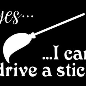 Yes I can Drive A Stick Vassoura Engraçado NOK Decalque Vinil Adesivo | Carros Caminhões Vans Paredes Laptop|Branco|5,5 x 3,5 polegadas|NOK 359 (Discos de Vinil)
