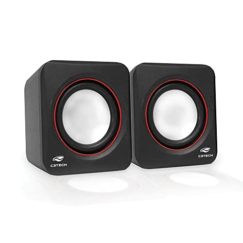 C3Tech Caixa de som SP-301BK Preto - Sistema de audio 2.0 P2 Com Blindagem Eletromagnética alimentacao via porta USB (Equipamentos)