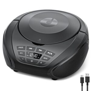 Gueray Boombox portátil para leitor de CD: Rádio CD Players Boombox com alto-falantes, rádio FM, entrada AUX, suporte para fones de ouvido, modo de lista de reprodução, reprodução PROG para (Equipamentos)