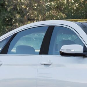 Rvinyl Kits de acabamento de janela pré-cortados de pilar em preto brilhante compatível com Hyundai Genesis 2009-2014 - parte traseira adesiva (Discos de Vinil)