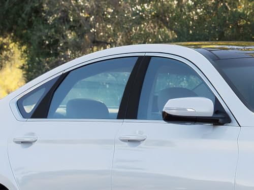 Rvinyl Kits de acabamento de janela pré-cortados de pilar em preto brilhante compatível com Hyundai Genesis 2009-2014 - parte traseira adesiva (Discos de Vinil)