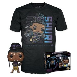 Funko Pop! & Tee: Arvel - Shuri Pantera Negra - Médio - Camiseta - Roupas com boneco de vinil colecionável - Ideia de presente - Brinquedos e blusa de manga curta para homens adultos (Discos de Vinil)