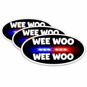 3 adesivos de polícia Wee Woo, design engraçado de policial, 12,7 cm - vinil impermeável para caixa de ferramentas, para-choques de carro, janela (Discos de Vinil)