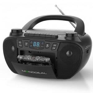MONODEAL CD Player Booombox, Boombox com CD e leitor de cassete com visor LCD para casa (Equipamentos)