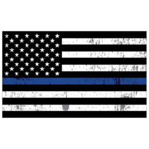 Adesivo de vinil grande e esfarrapado com linha azul fina para carro, caminhão, janela, para-choque, adesivo de apoio de policiais e policiais (25 x 15 cm) (Discos de Vinil)